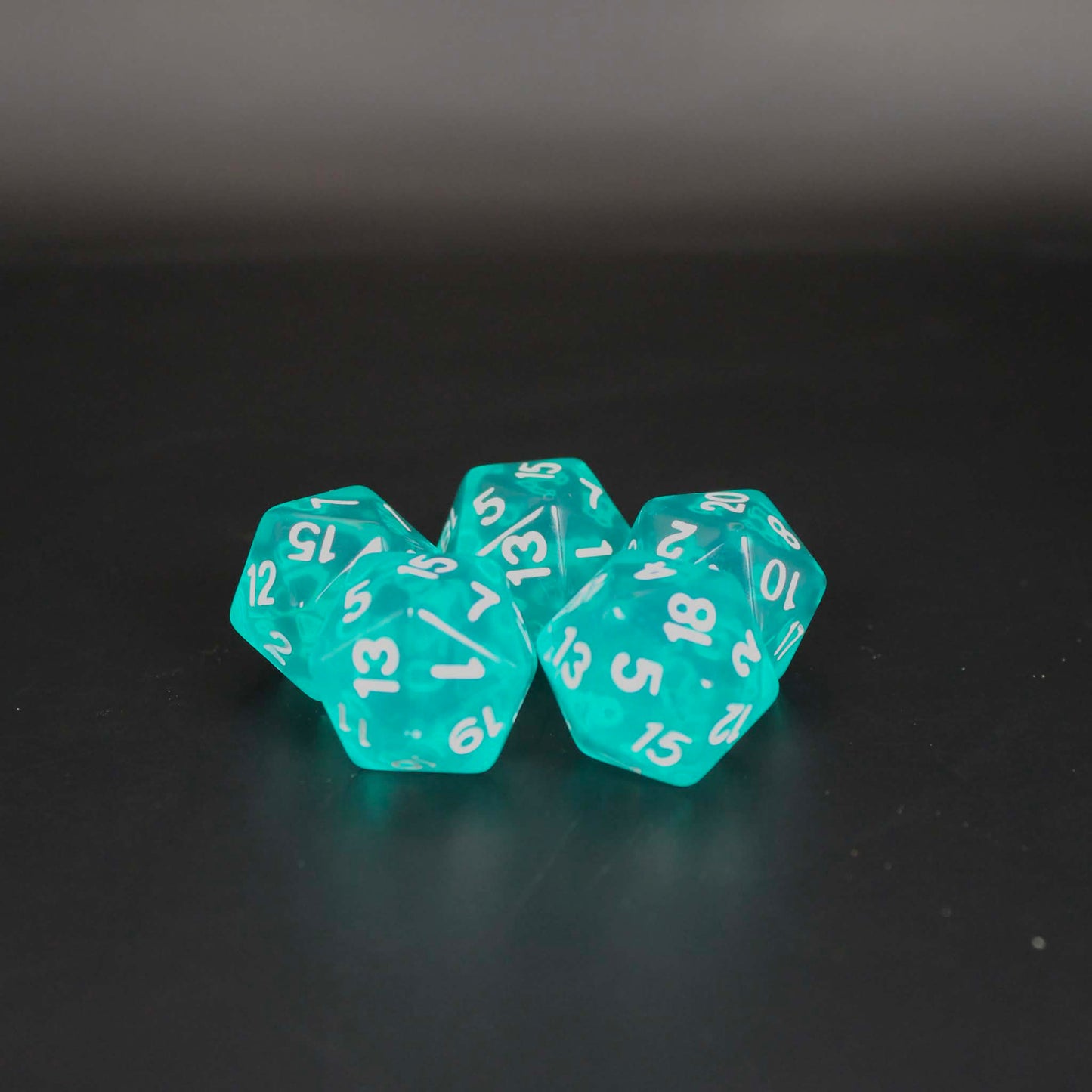 D20s (5) Transparent Turquoise dice