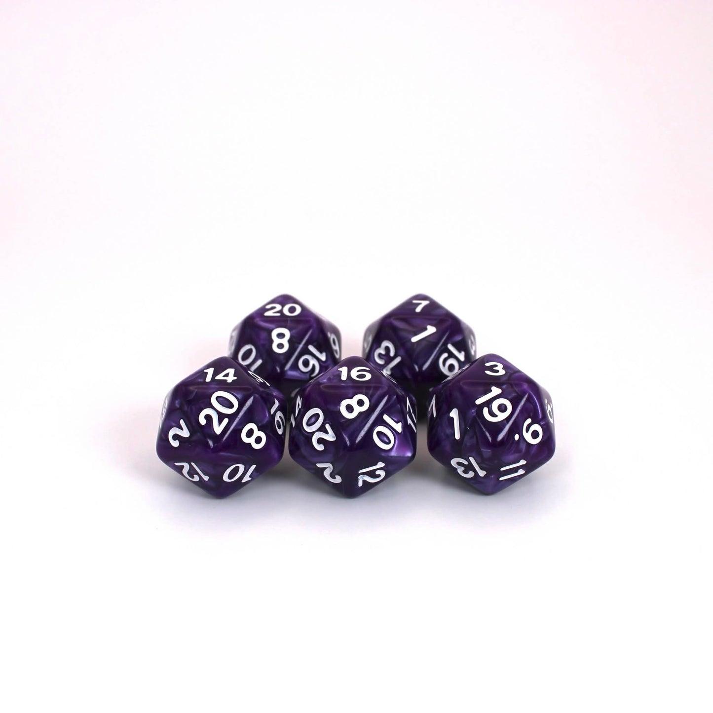 D20s (5) Pearl Purple dice