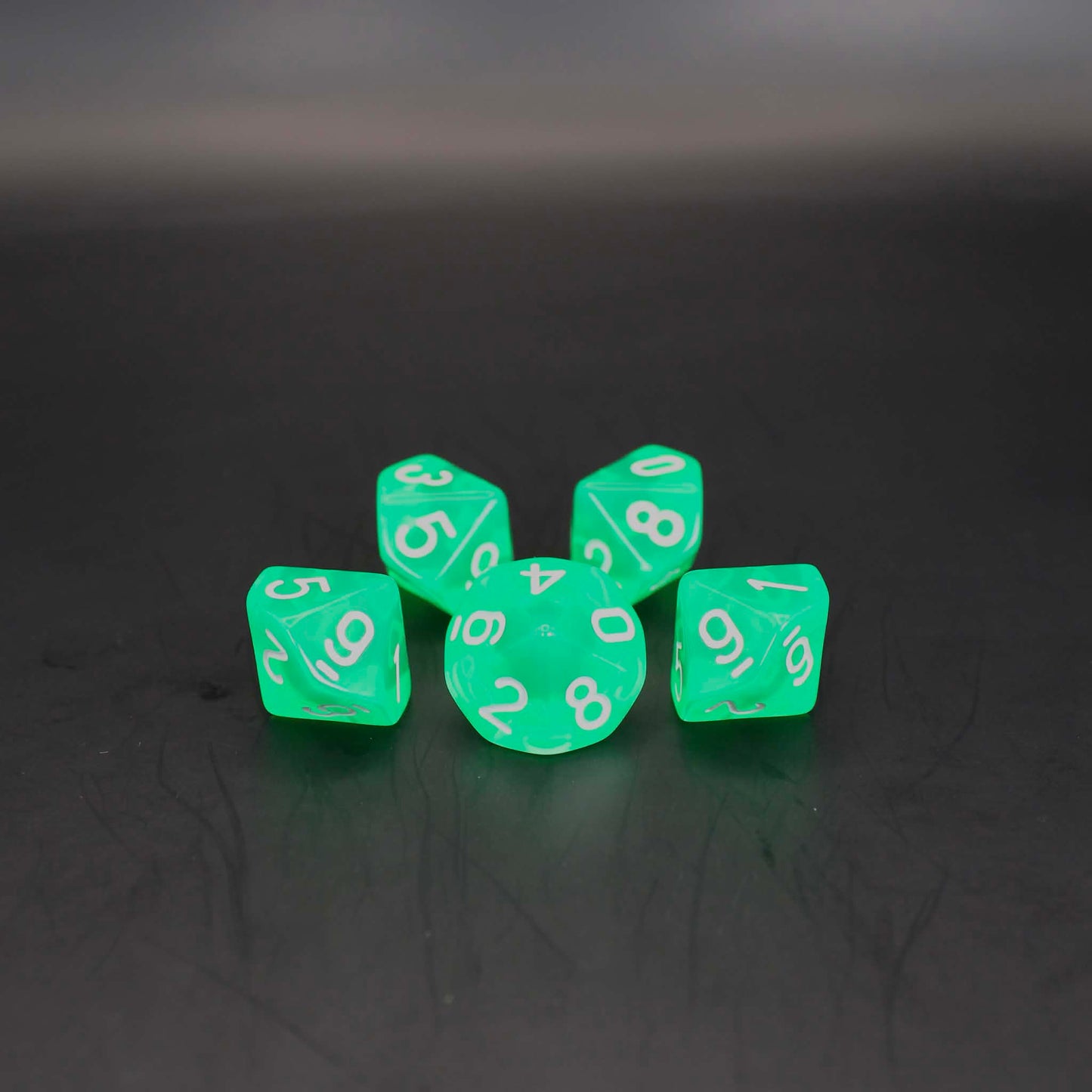 D10s (5) Transparent Green dice