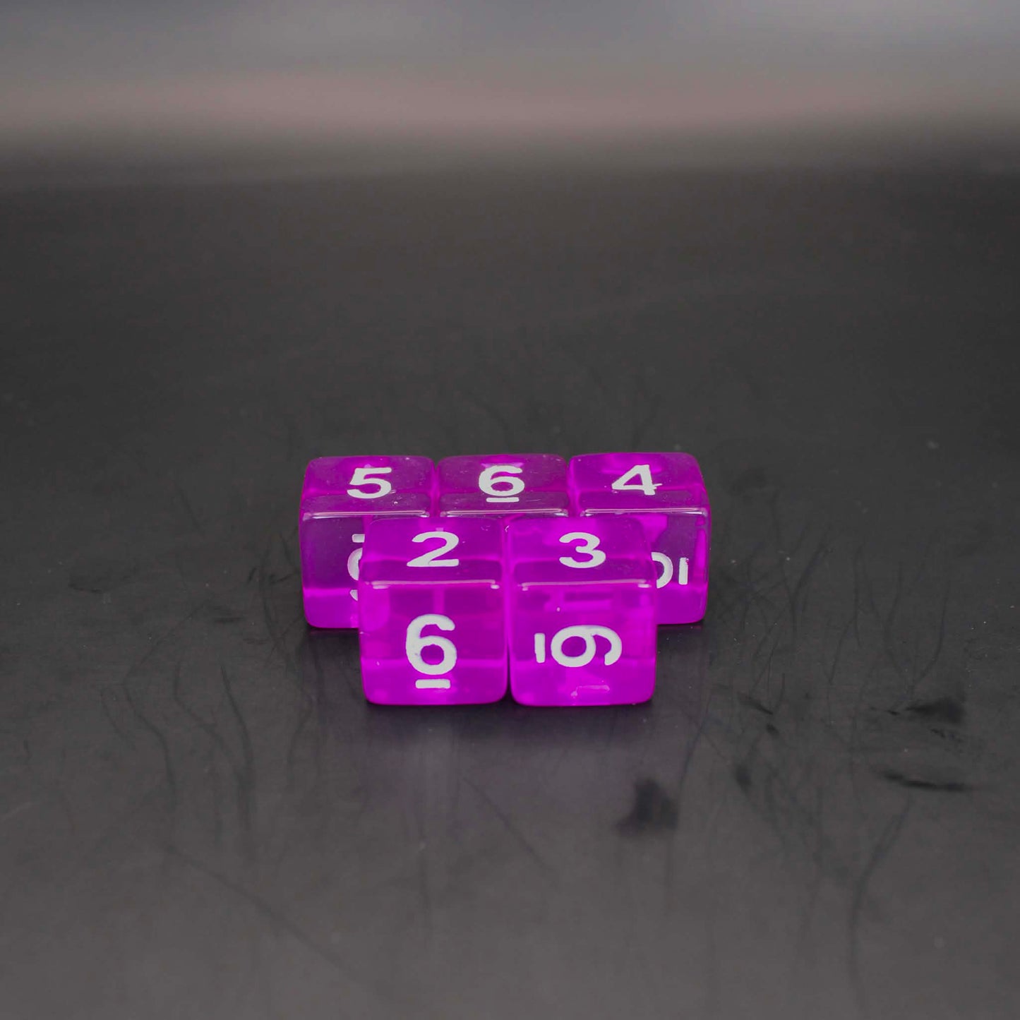 D6s (5) Transparent Purple dice