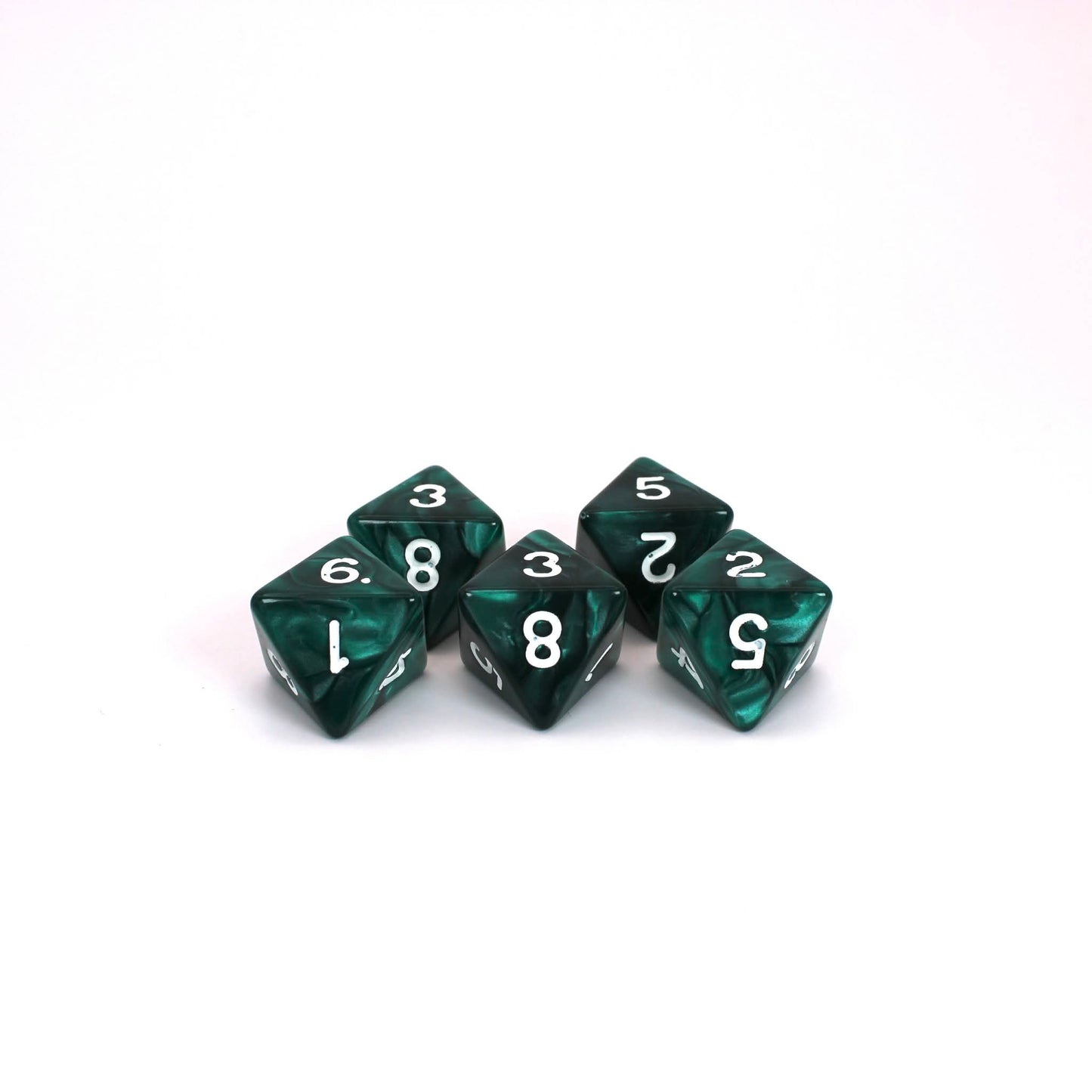D8s (5) Pearl Black-Turquoise dice