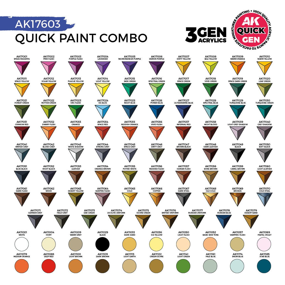 AK Quick Gen Paint Set 100 Colours
