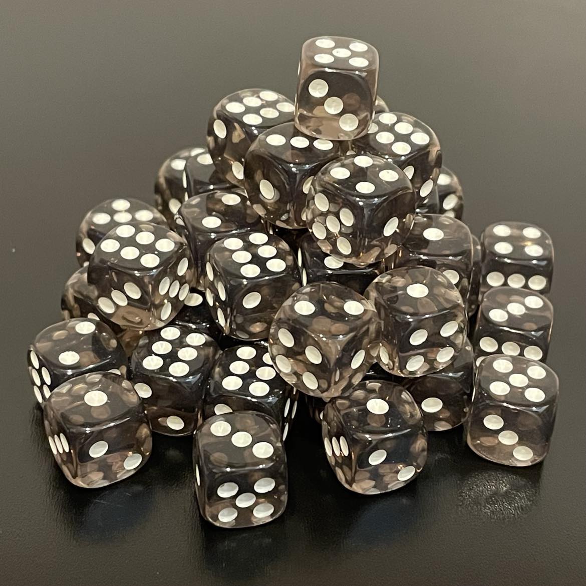 12mm Dice Transparent Black (48)