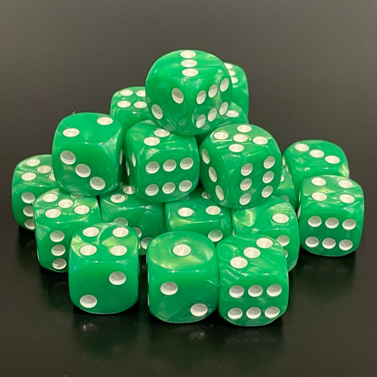 16mm Dice Pearl Mint Green (White pips)