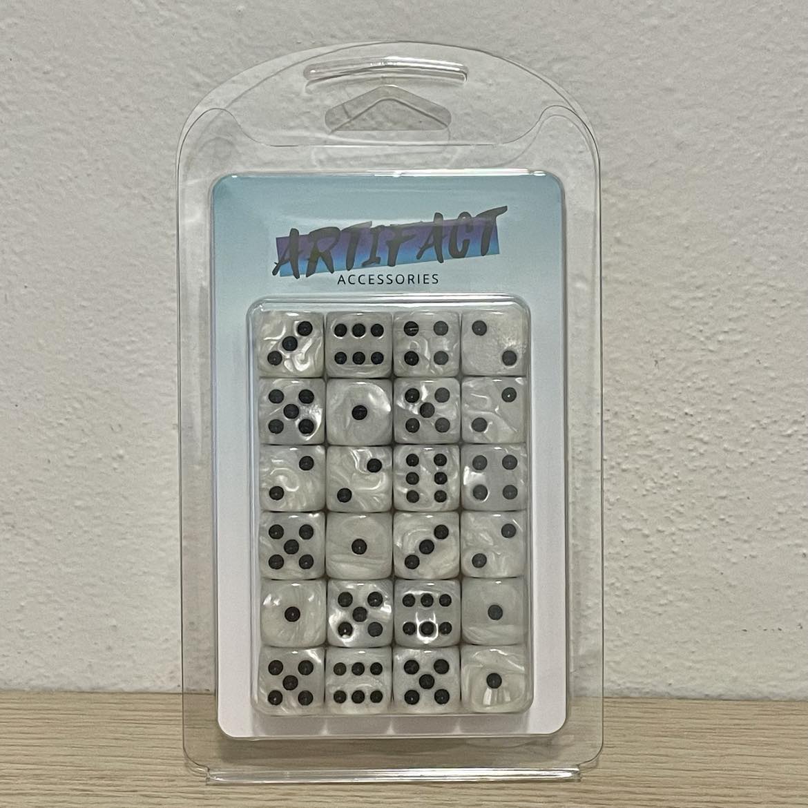 16mm Dice Pearl White (Black pips)