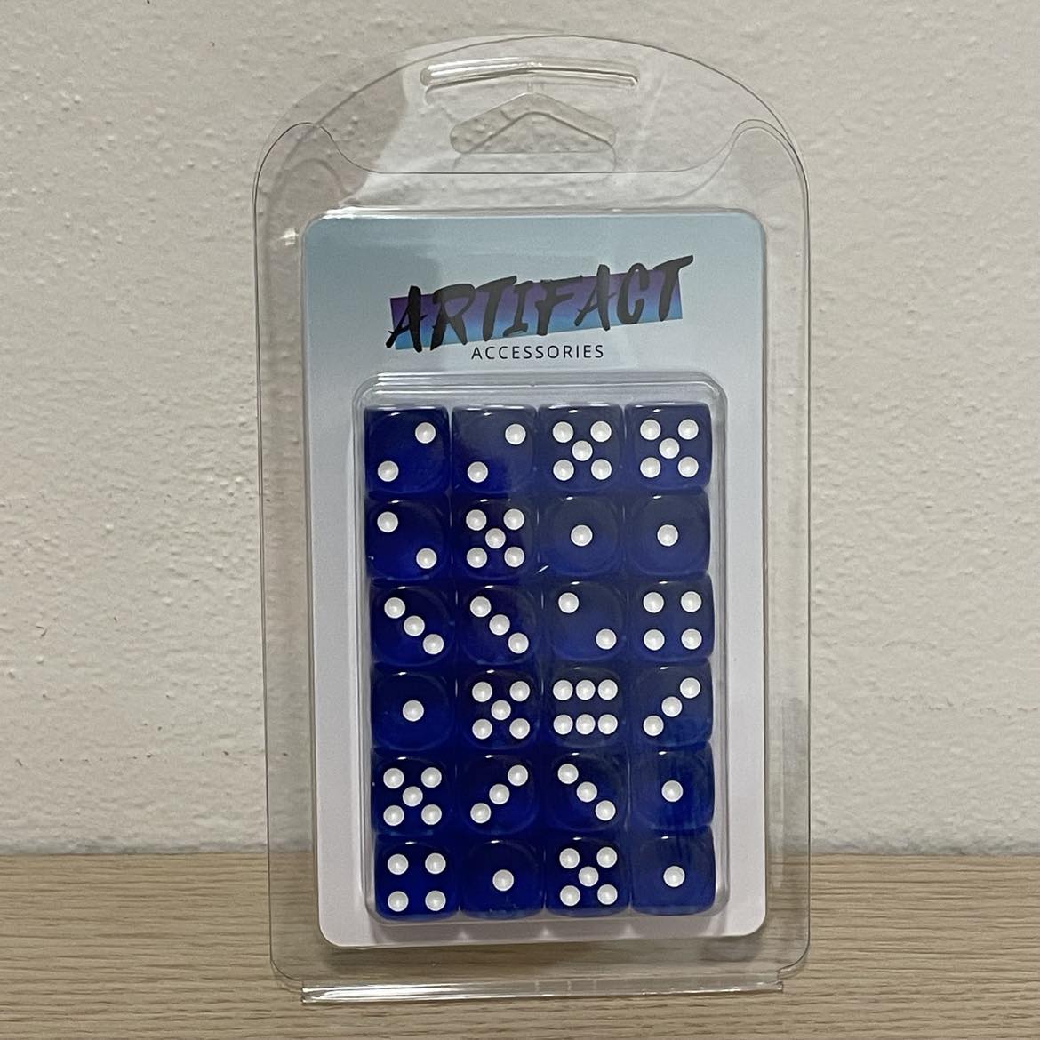 16mm Dice Transparent Blue (24)