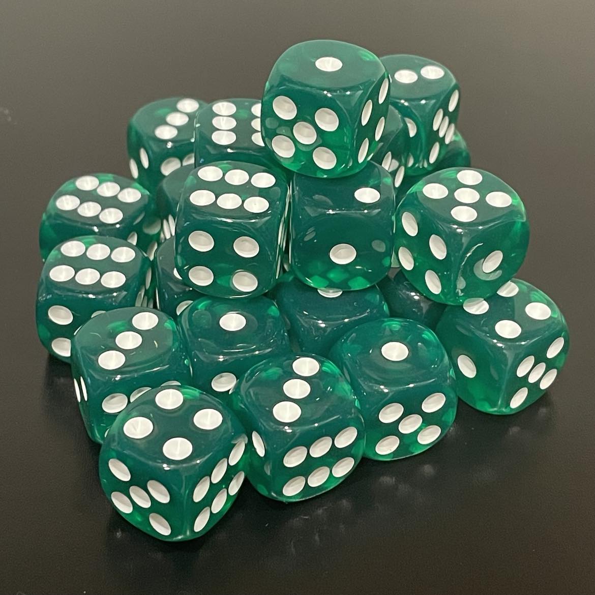 16mm Dice Transparent Dark Green (24)