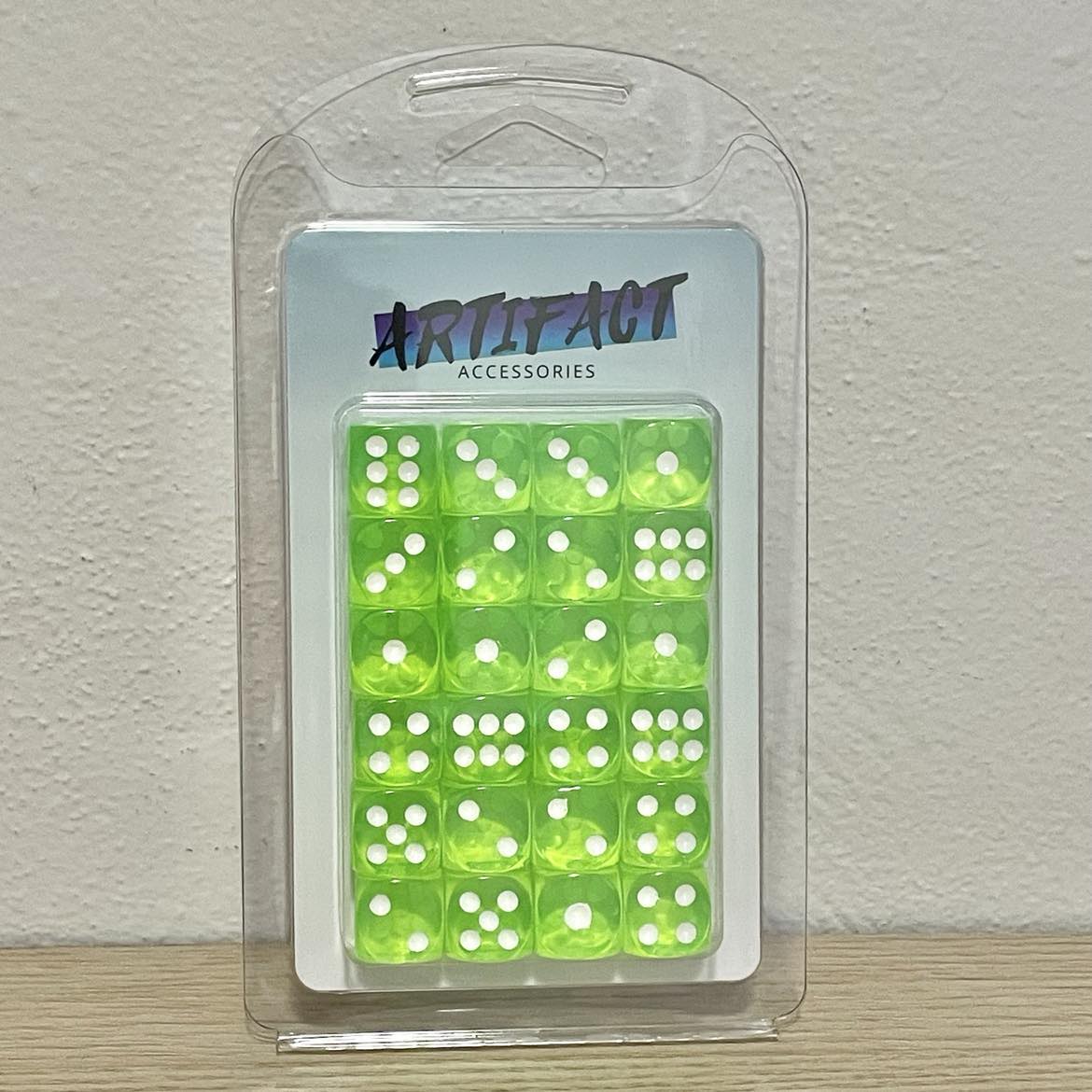 16mm Dice Transparent Lime (24)