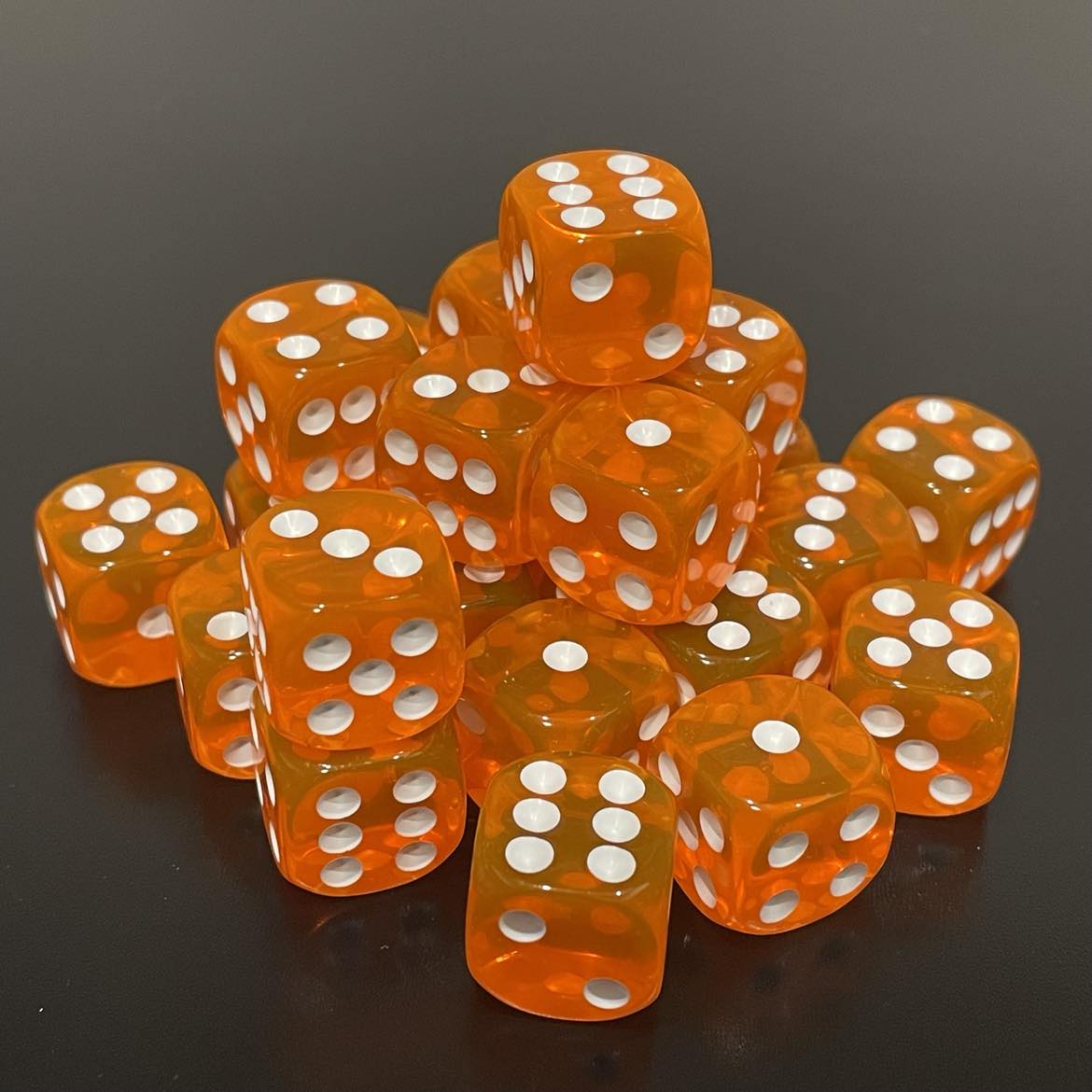 16mm Dice Transparent Orange (24)