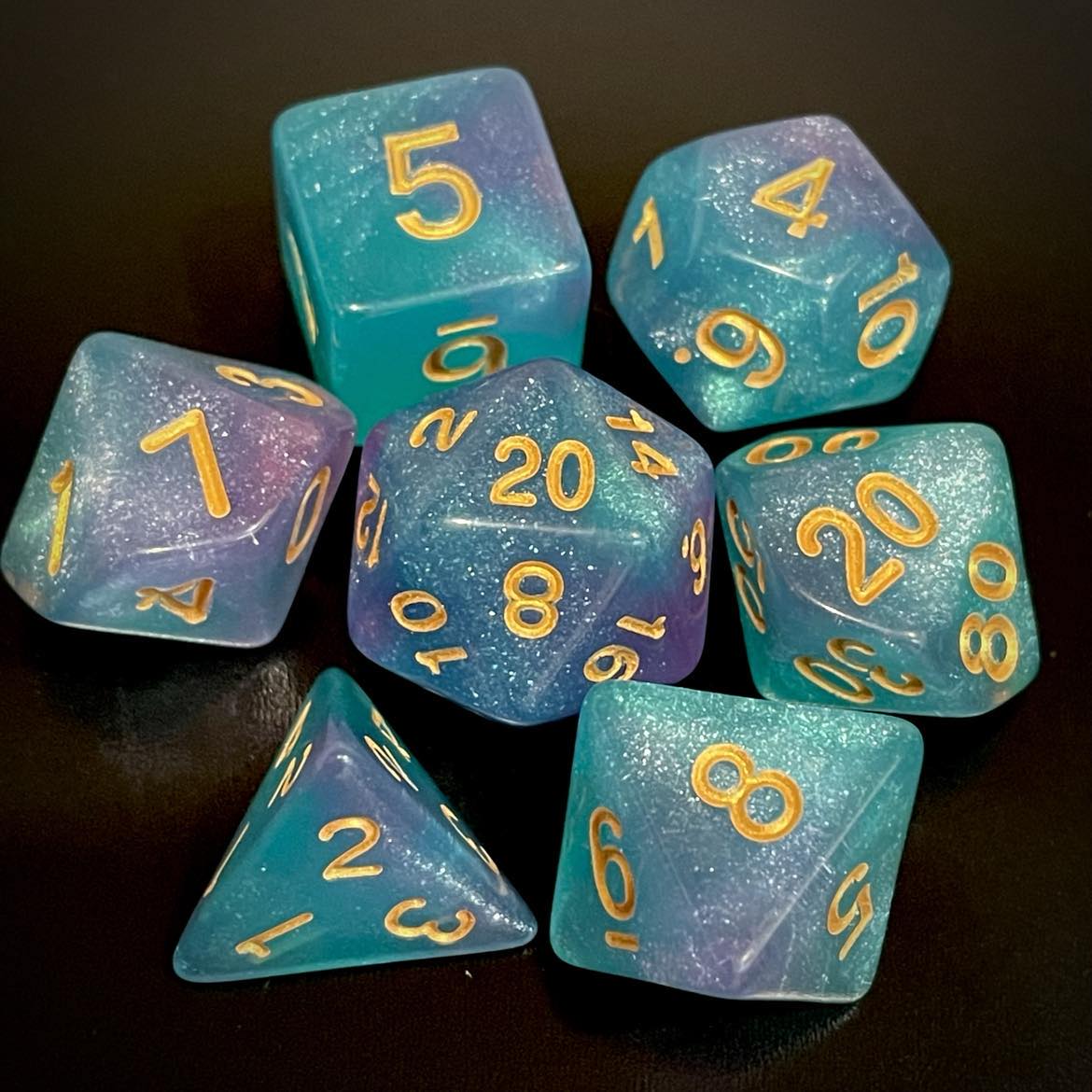 D&D Dice Set - Nebula Aqua/Purple