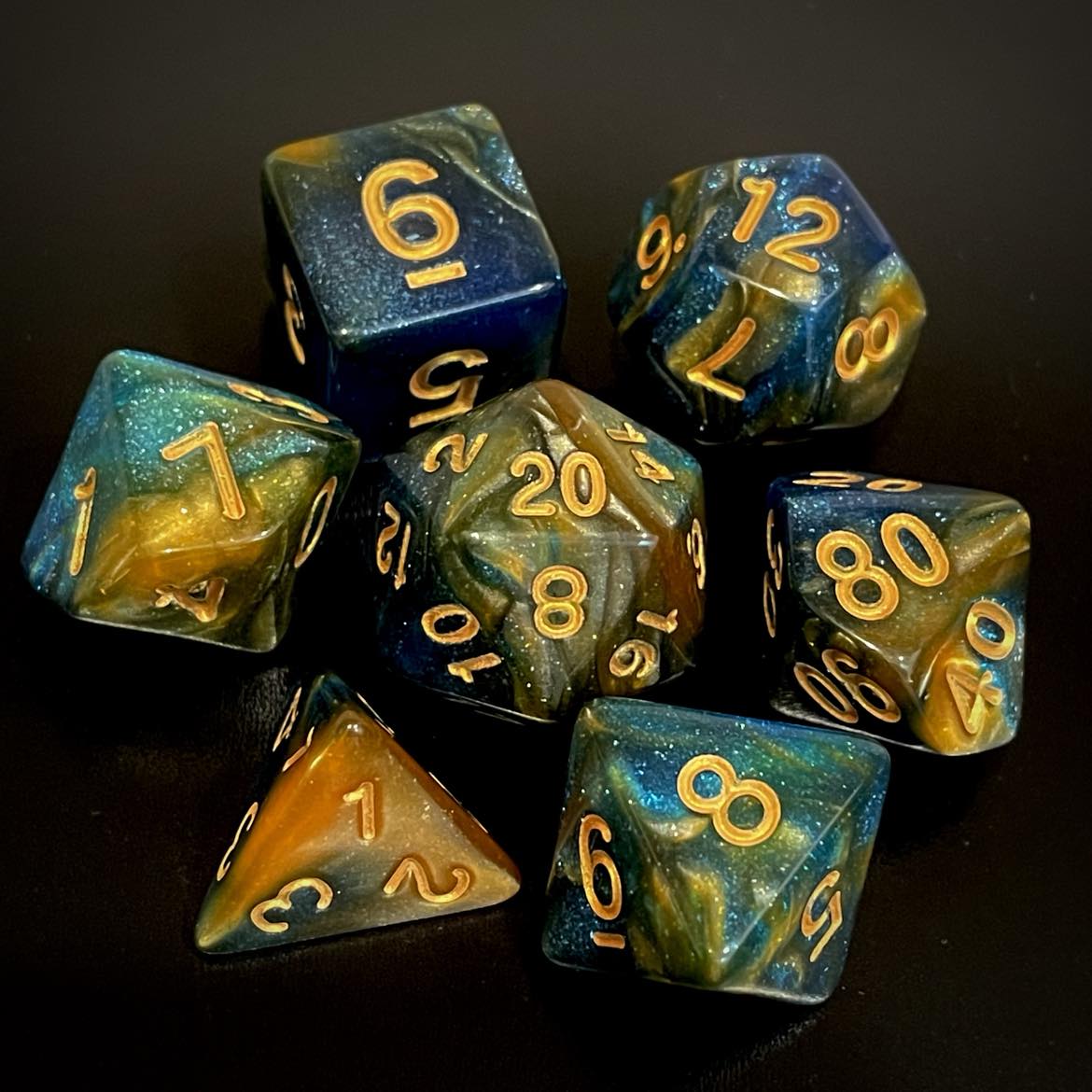 RPG Dice Nebula Blue/Gold