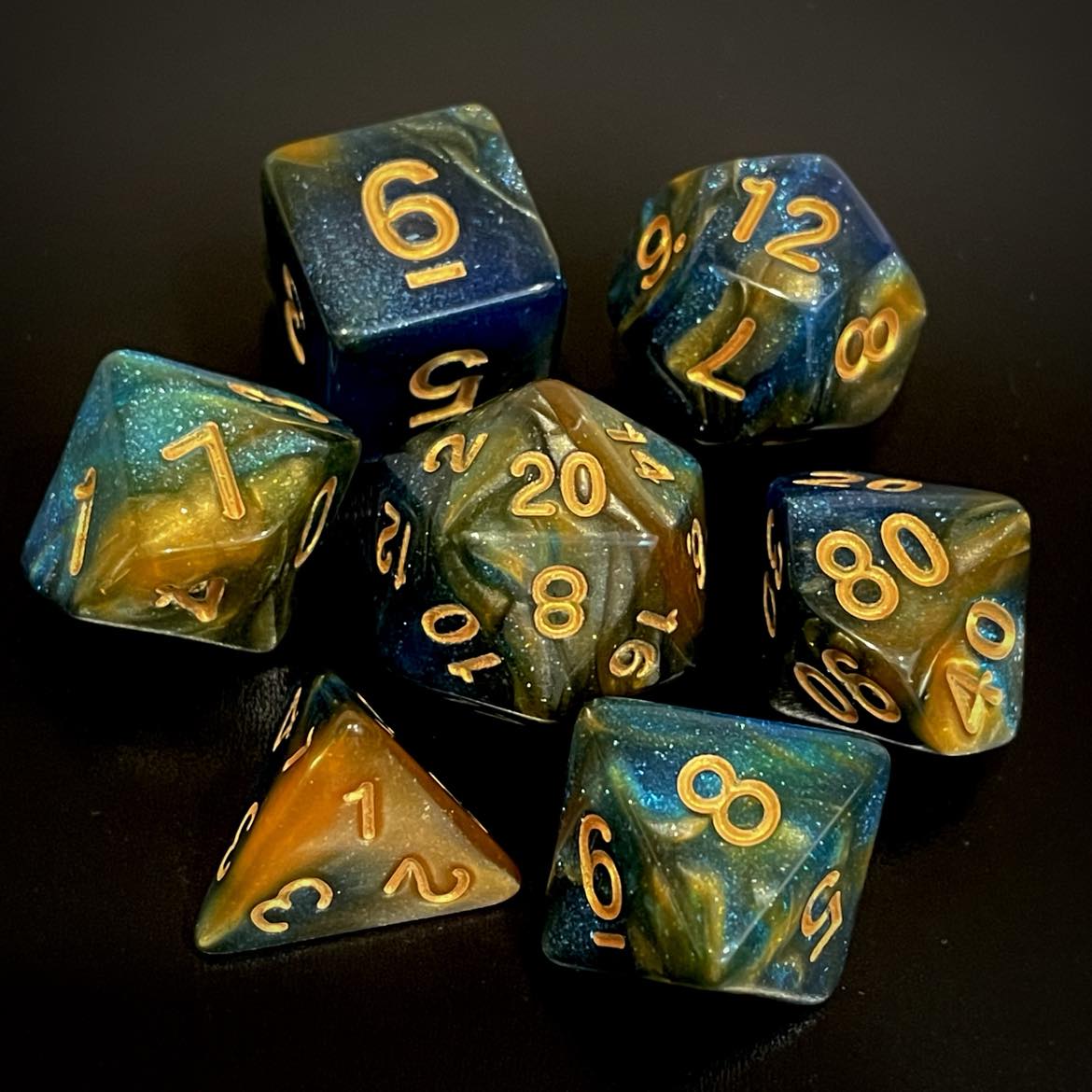D&D Dice Set - Nebula Blue/Gold