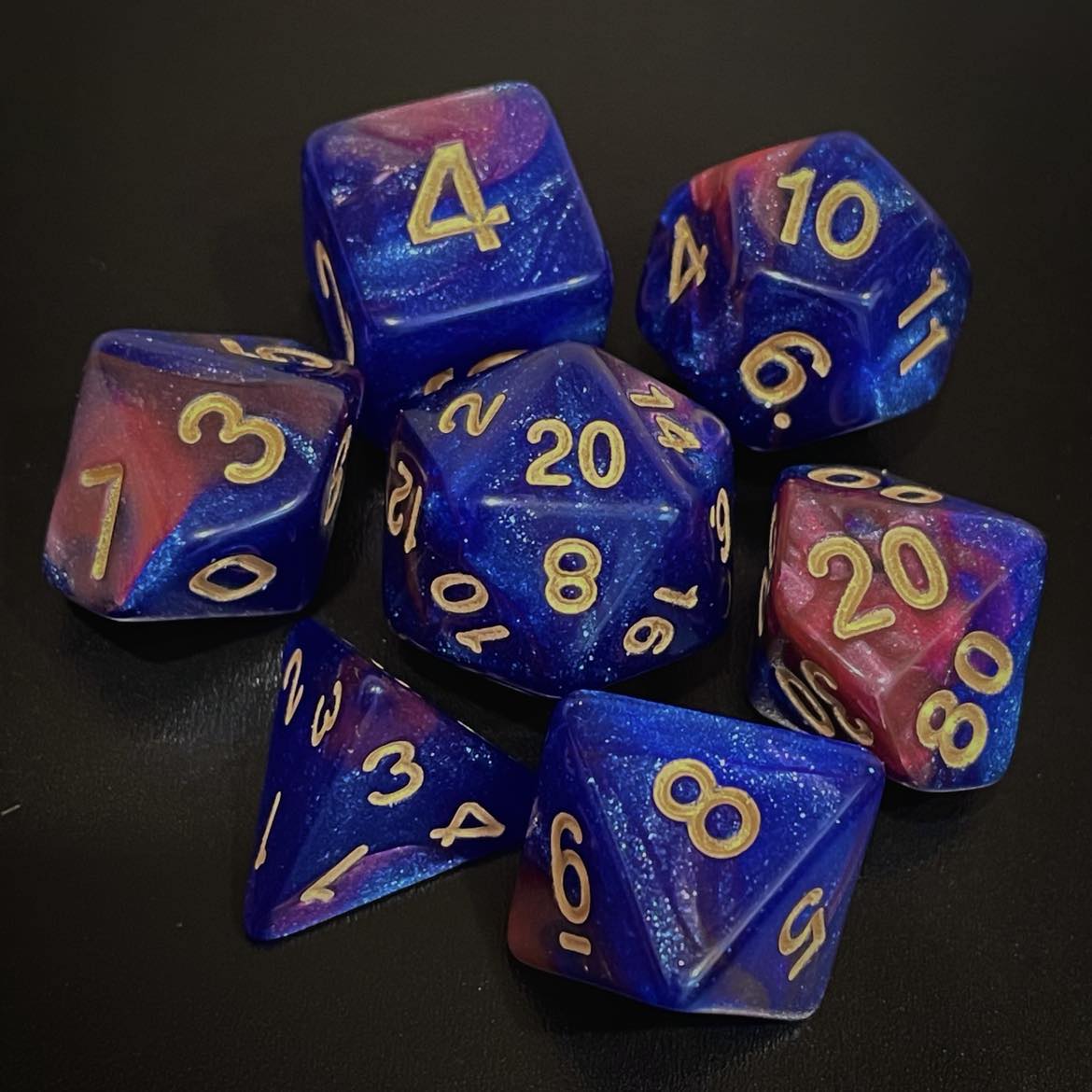 RPG Dice Nebula Dark Blue/Pink