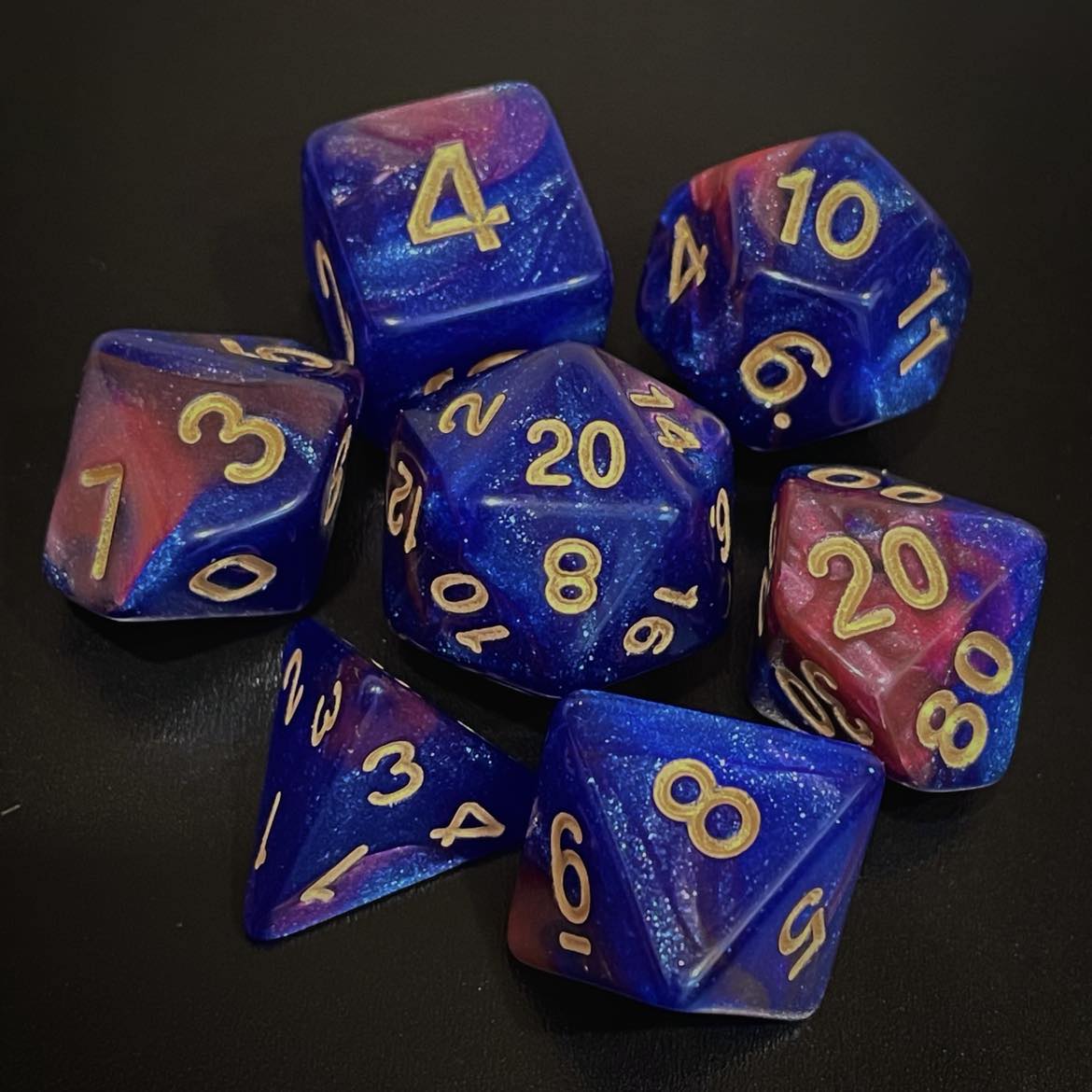 D&D Dice Set - Nebula Dark Blue/Pink