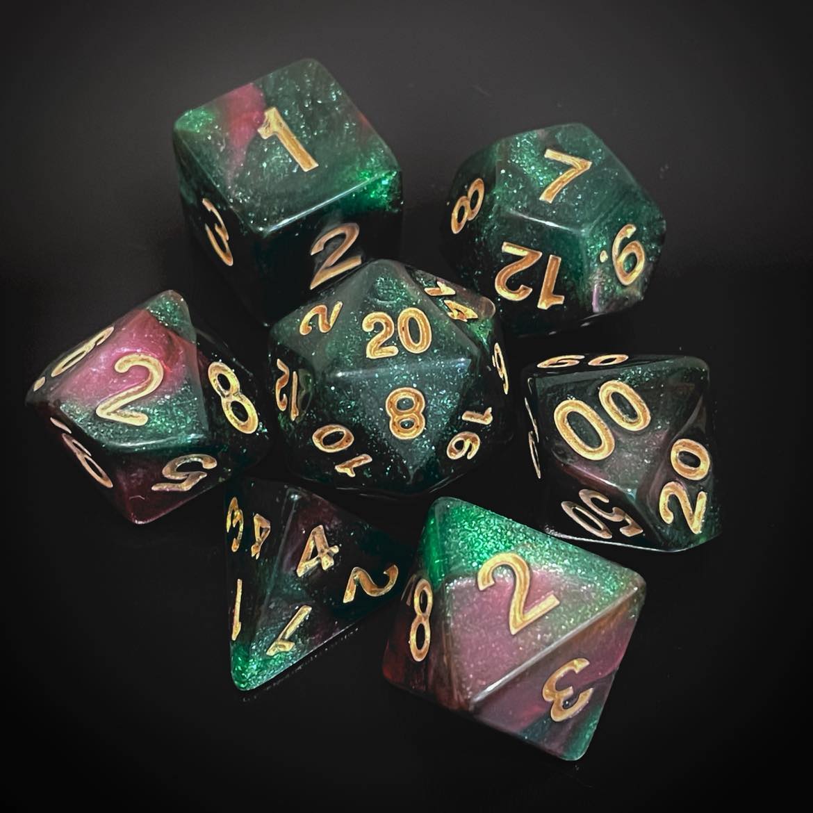 D&D Dice Set - Nebula Green/Purple