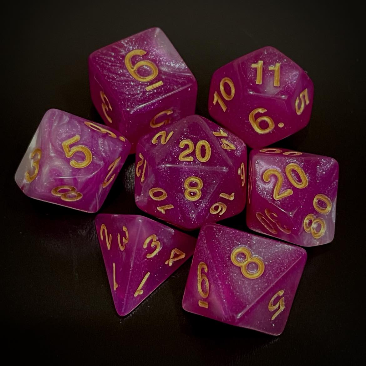 RPG Dice Nebula Magenta/White