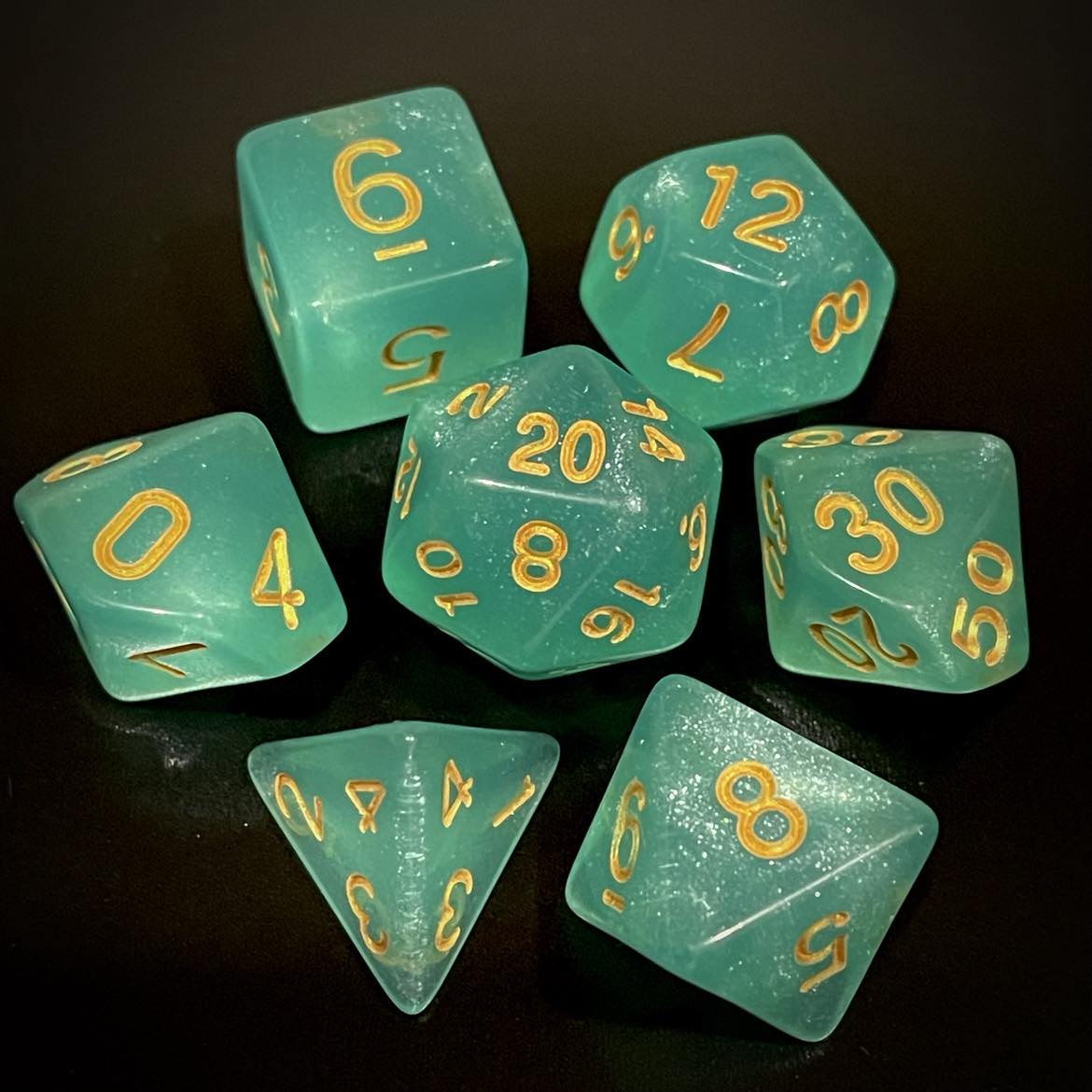 RPG Dice Glitter Aqua