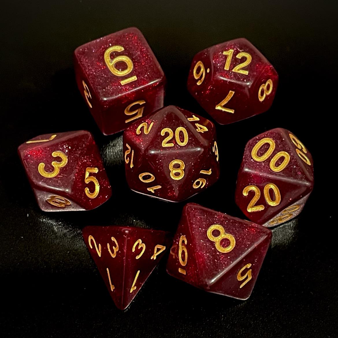 D&D Dice Set - Glitter Burgundy