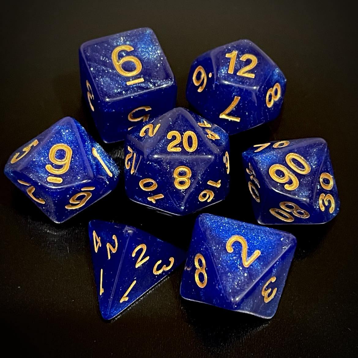 D&D Dice Set - Glitter Dark Blue