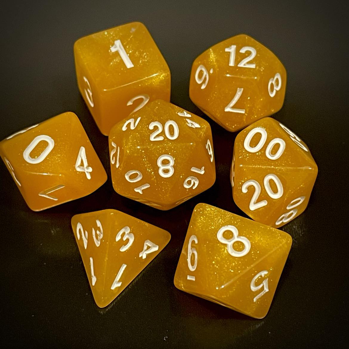 D&D Dice Set - Glitter Golden