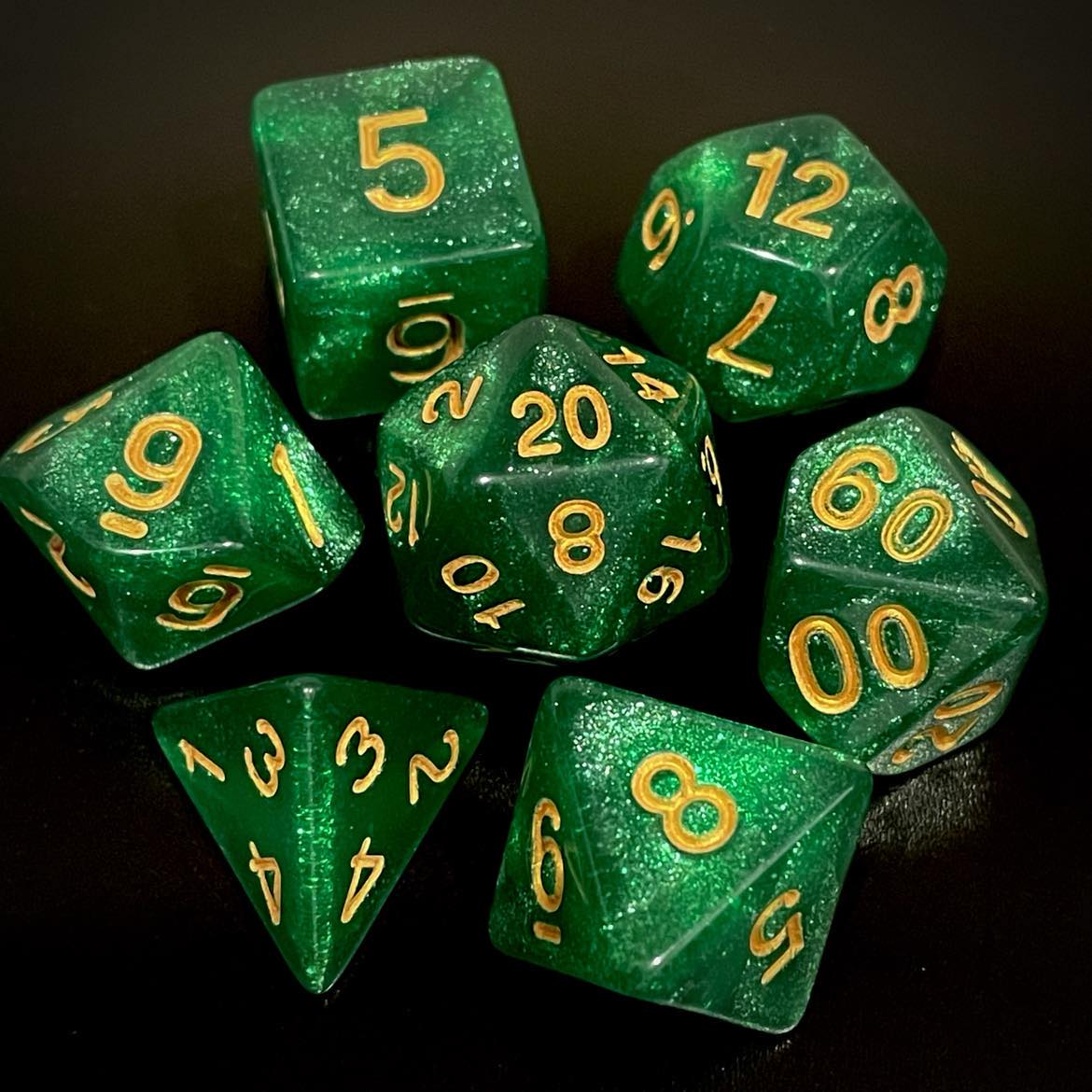 D&D Dice Set - Glitter Green