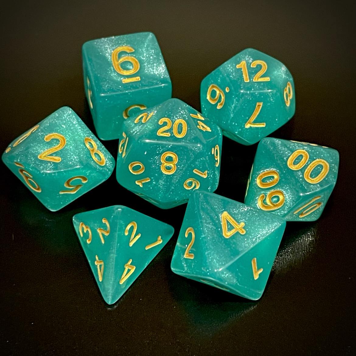 D&D Dice Set - Glitter Turquoise