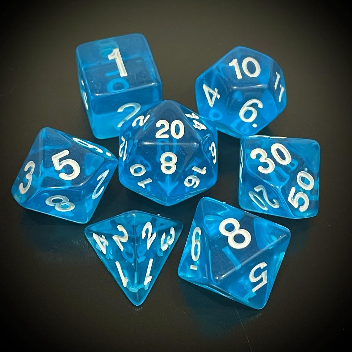 D&D Dice Set - Transparent Light Blue