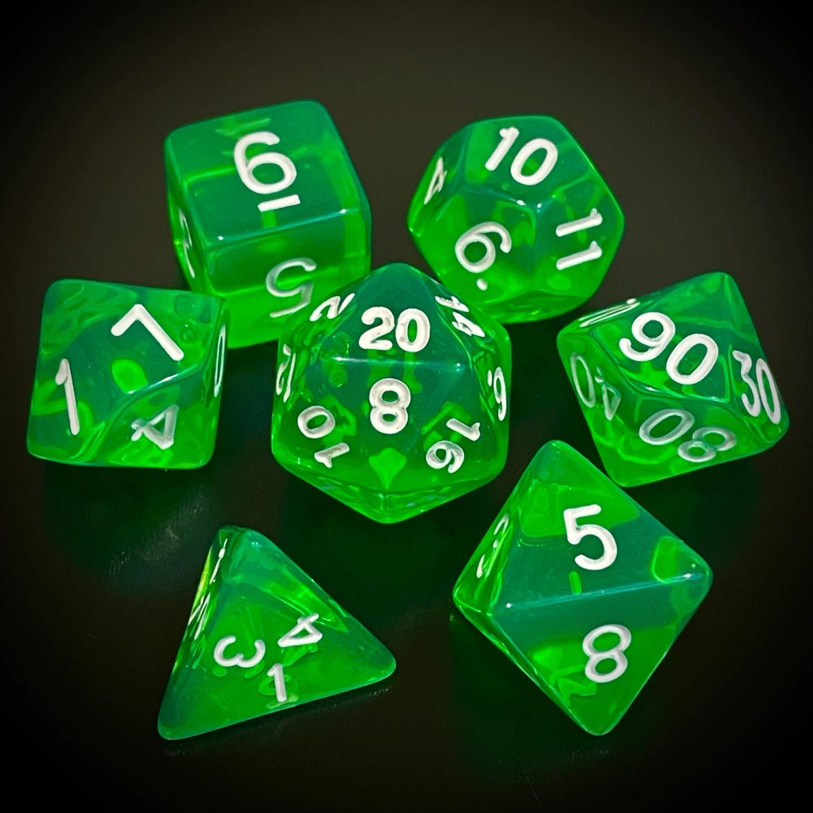 D&D Dice Set - Transparent Green