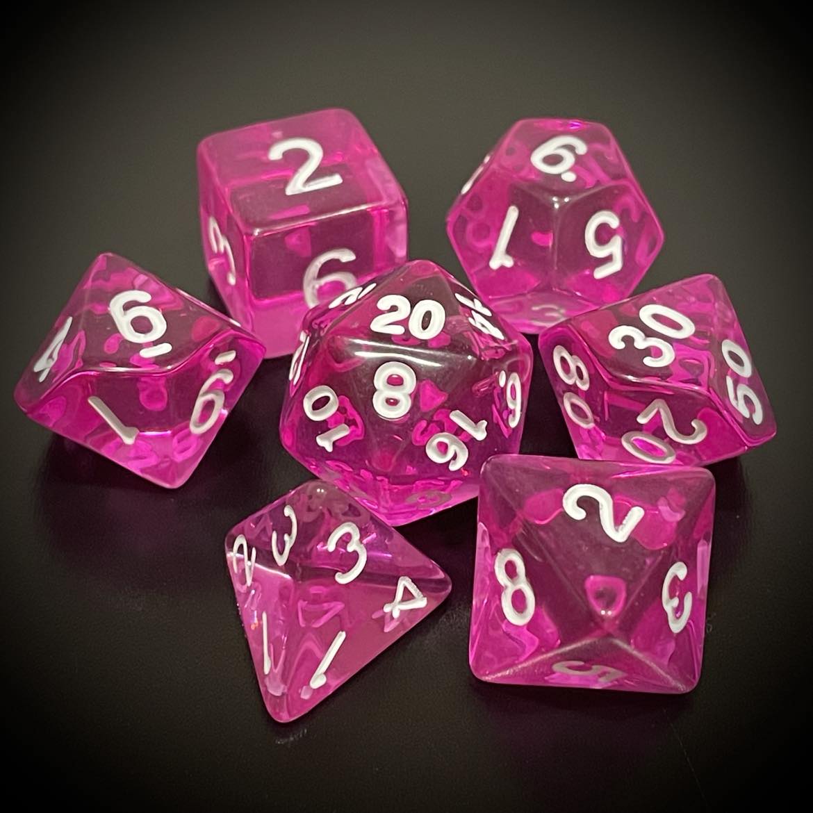 D&D Dice Set - Transparent Magenta