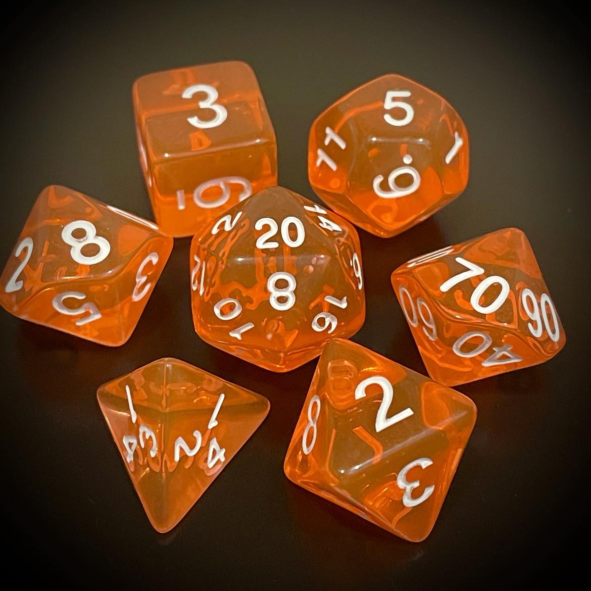 D&D Dice Set - Transparent Orange