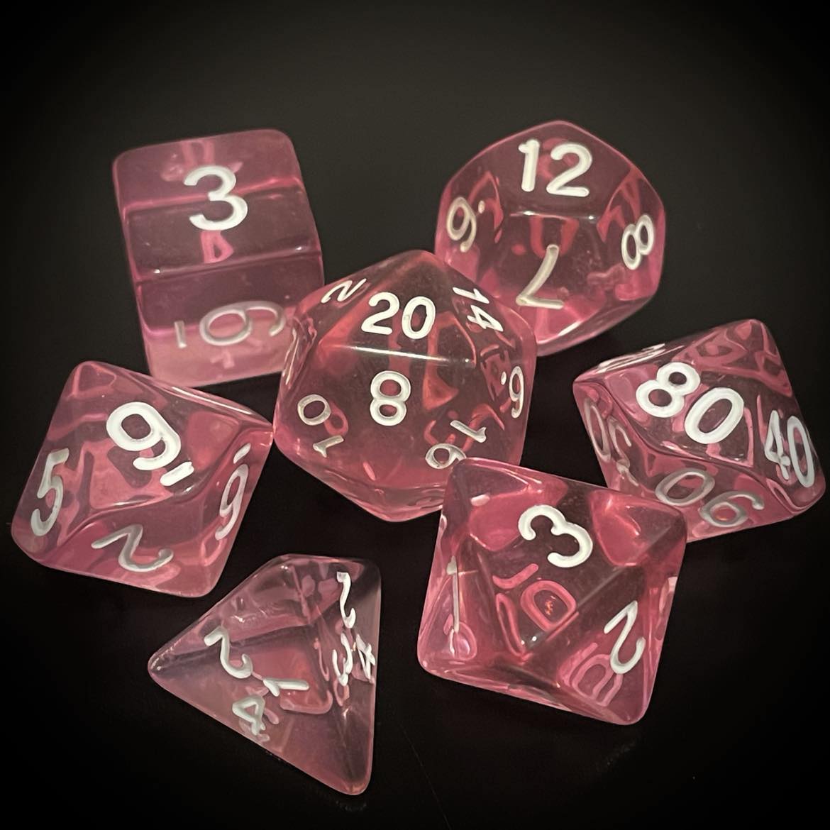 RPG Dice Transparent Pink