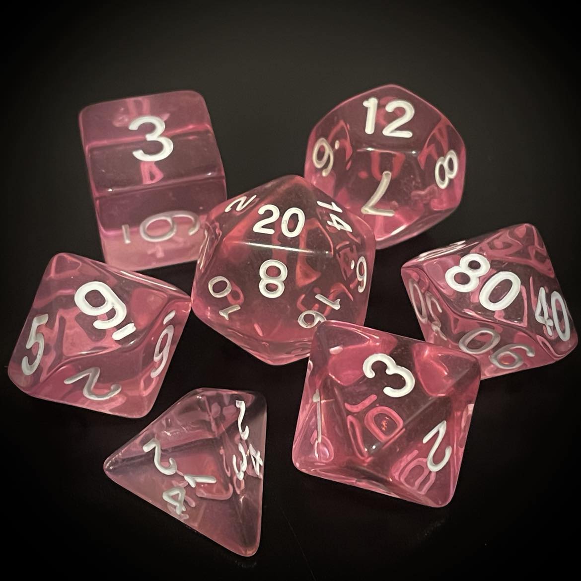 D&D Dice Set - Transparent Pink