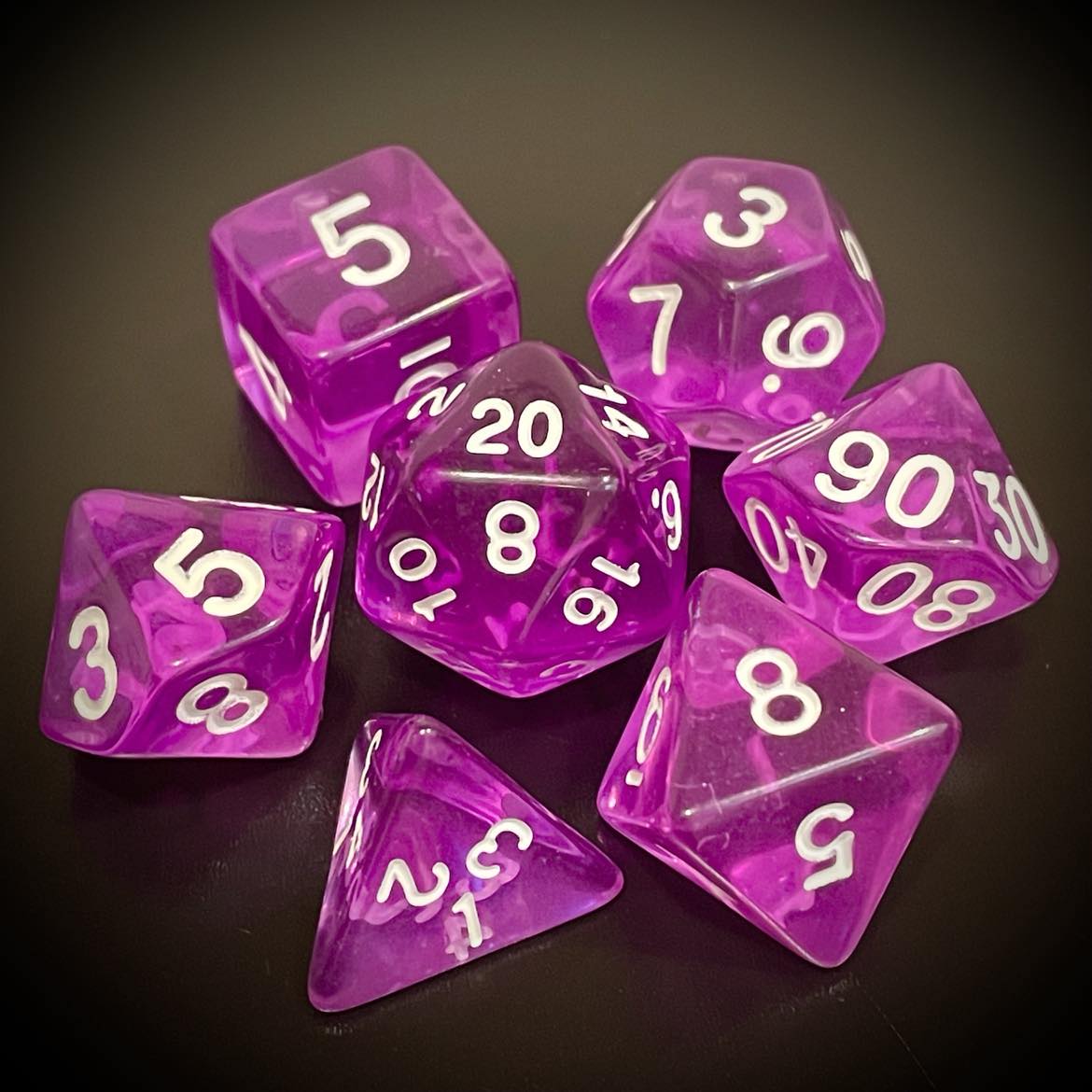 D&D Dice Set - Transparent Purple