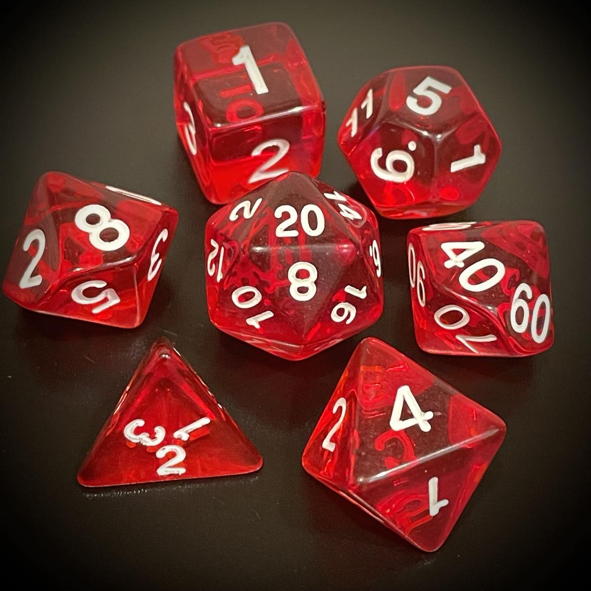 D&D Dice Set - Transparent Red