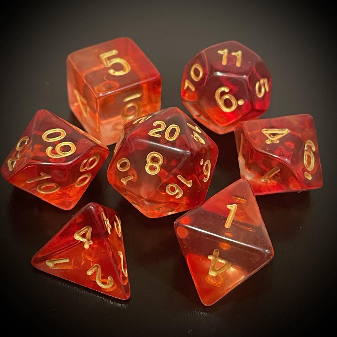 D&D Dice Set - Transparent Swirl Red