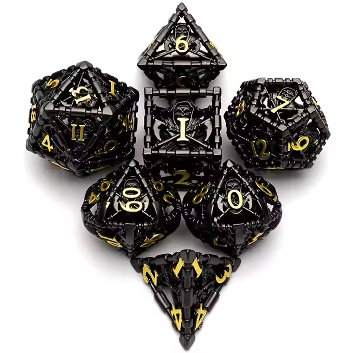 D&D Dice Set Metal Reaper - Black (Gold)