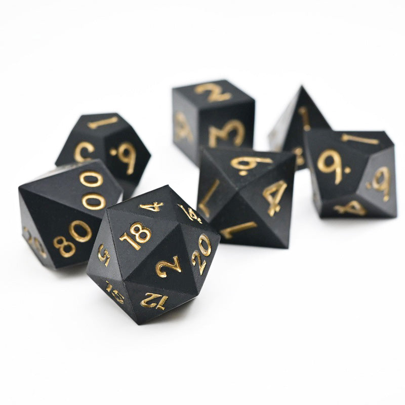 D&D Dice Set Silicone - Black (Gold)