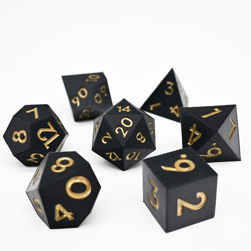 D&D Dice Set Silicone - Black (Gold)