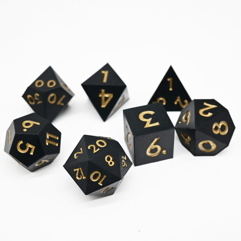 D&D Dice Set Silicone - Black (Gold)