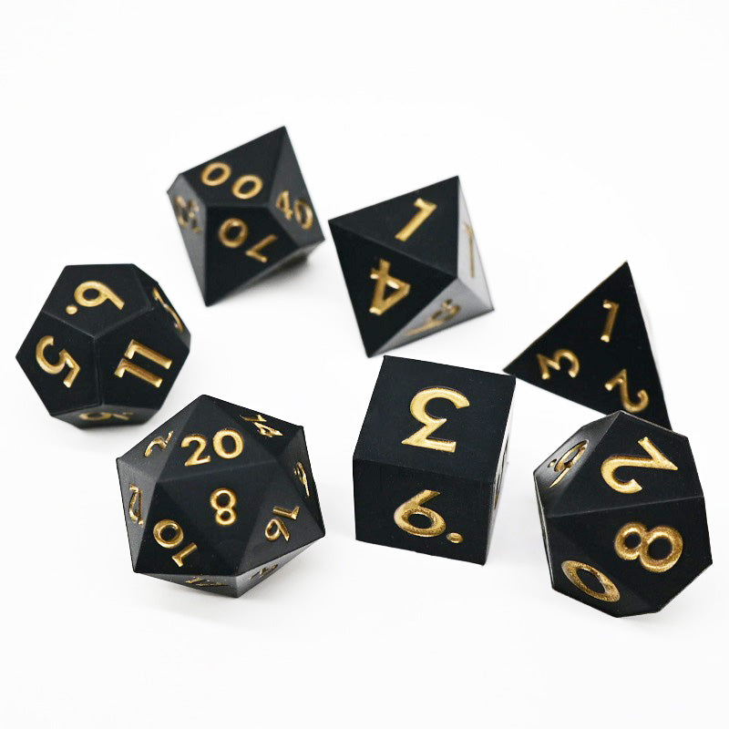 D&D Dice Set Silicone - Black (Gold)