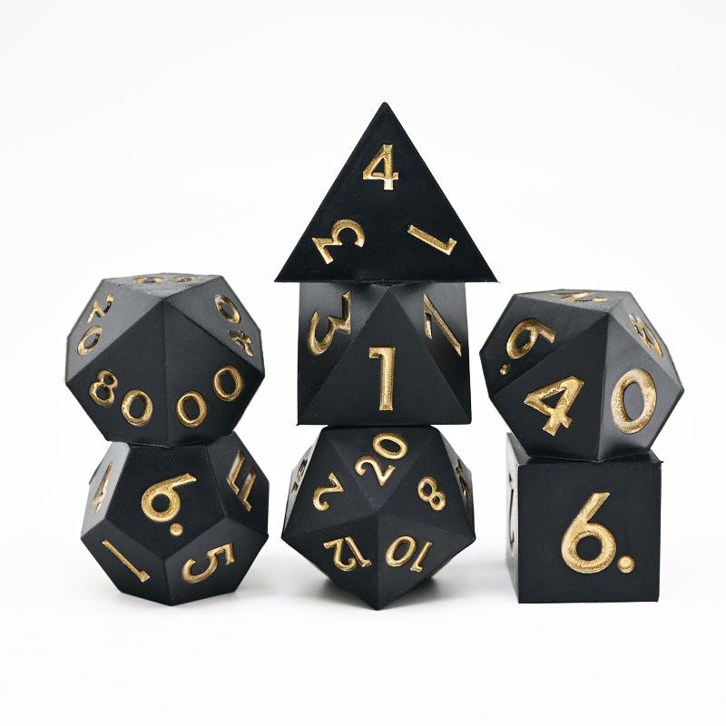 D&D Dice Set Silicone - Black (Gold)