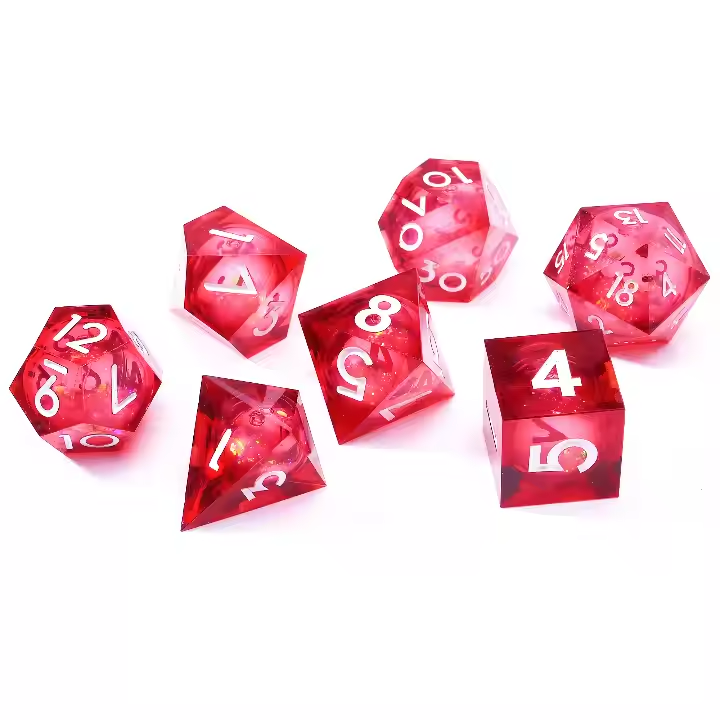 D&D Dice Set Sharp Edge Liquid Core - Carmine (White)