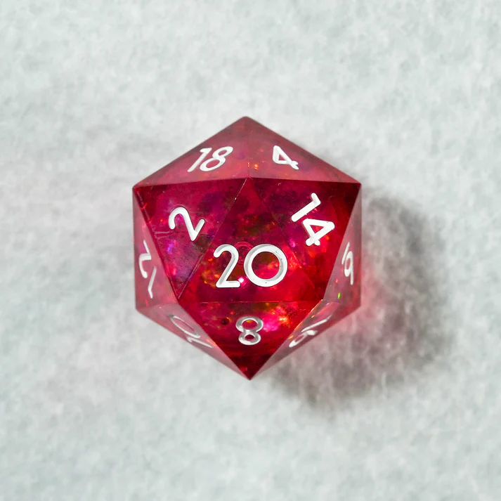 D&D Dice Set Sharp Edge Liquid Core - Carmine (White)