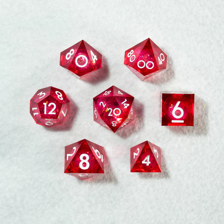 D&D Dice Set Sharp Edge Liquid Core - Carmine (White)