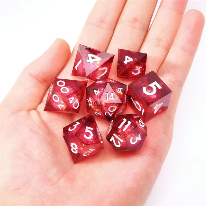 D&D Dice Set Sharp Edge Liquid Core - Carmine (White)