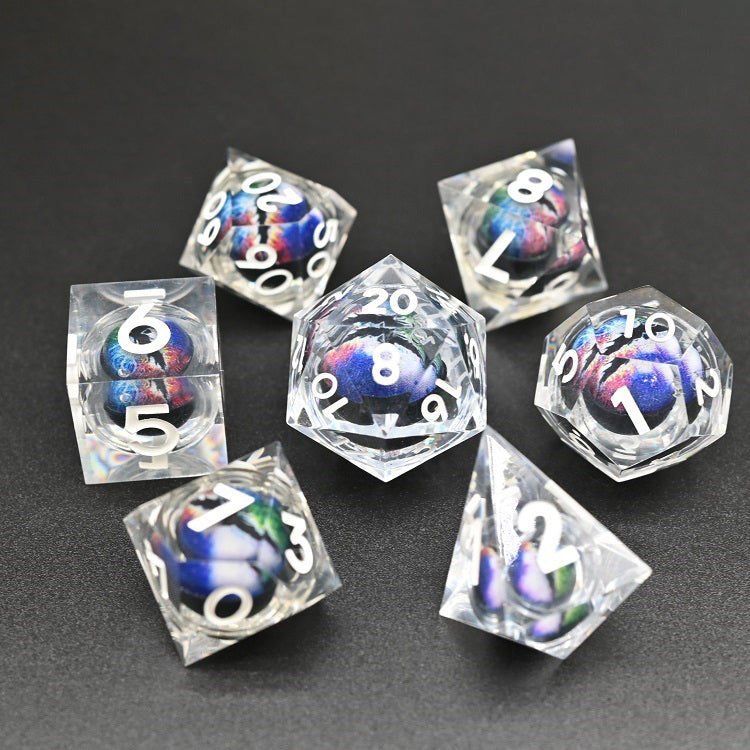 D&D Dice Set Sharp Edge Dragons Eye - Clear Multicoloured (White)
