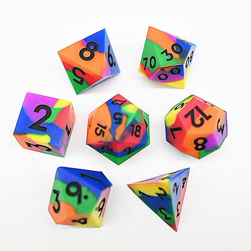 D&D Dice Set Silicone - Colour Burst (Black)