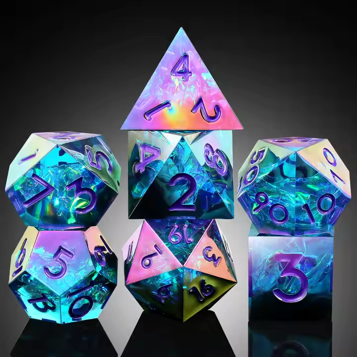 D&D Dice Set Sharp Edge - Colour Shift Blue (Purple)