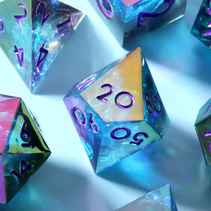 D&D Dice Set Sharp Edge - Colour Shift Blue (Purple)