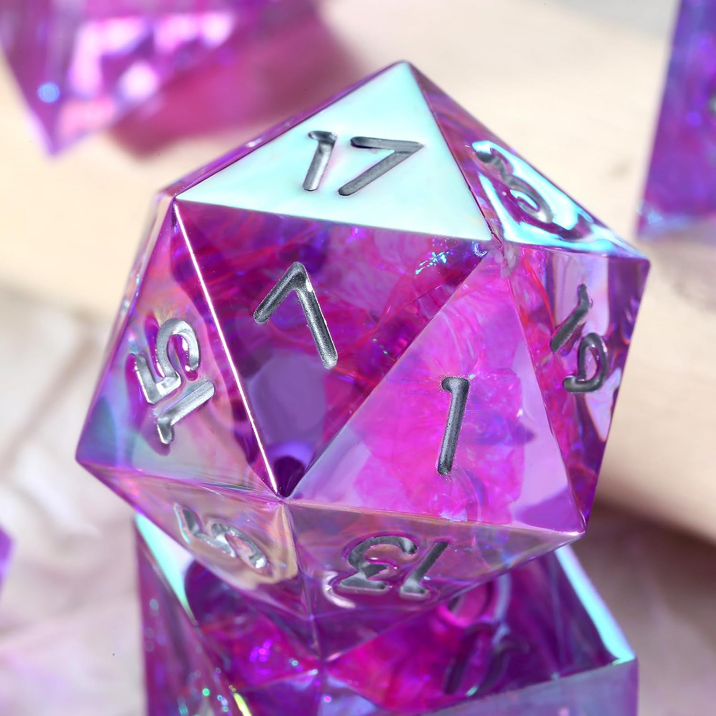 D&D Dice Set Sharp Edge - Colour Shift Pixie Purple (White)